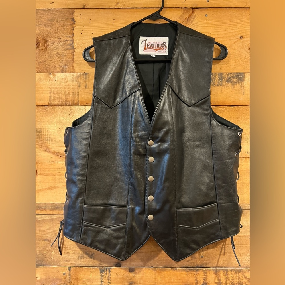 Men’s Diamond Leathers Motorcycle Leather Vest, NEW